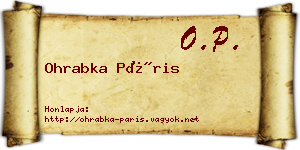 Ohrabka Páris névjegykártya